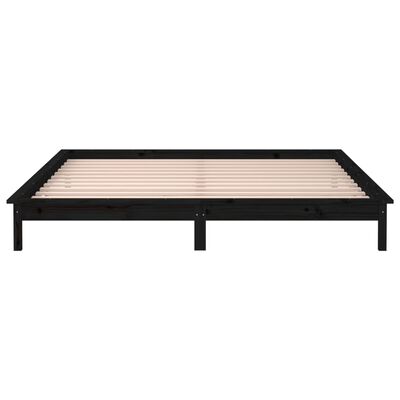 vidaXL Estrutura cama c/ LED pequena casal 120x190 cm pinho preto