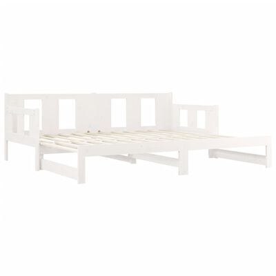 vidaXL Estrutura sofá-cama de puxar pinho maciço branco 2x(90x190) cm