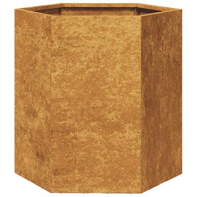 vidaXL Vaso/floreira de jardim hexagonal 46x40x45 cm aço corten