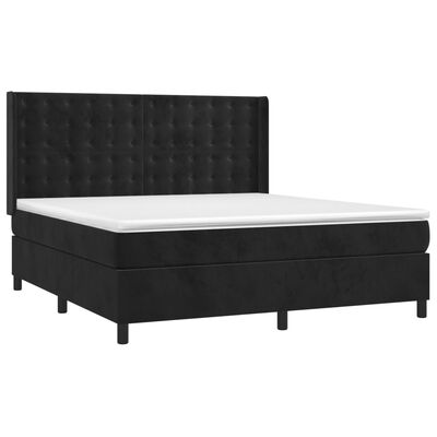 vidaXL Cama box spring c/ colchão/LED 160x200 cm veludo preto