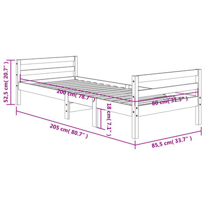 vidaXL Cama sem colchão 80x200 cm pinho maciço castanho-mel