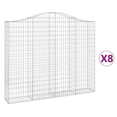 vidaXL Cestos gabião arqueados 8pcs 200x30x160/180cm ferro galvanizado