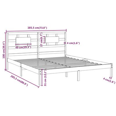 vidaXL Estrutura de cama super king pinho maciço 180x200 cm branco