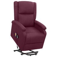 vidaXL Poltrona elevatória de massagens tecido roxo