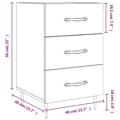 vidaXL Mesa de cabeceira 40x40x66cm derivados madeira branco brilhante