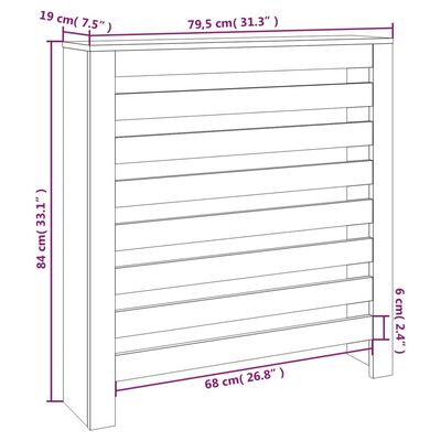 vidaXL Cobertura de radiador 79,5x19x84 cm pinho maciço cinza