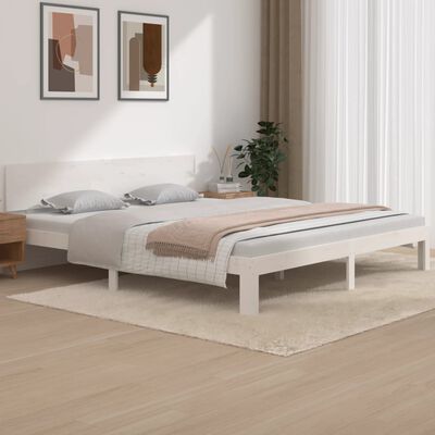 vidaXL Estrutura de cama super king pinho maciço 180x200 cm branco