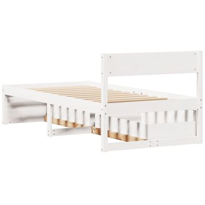 vidaXL Cama sem colchão 75x190 cm madeira de pinho maciça branco