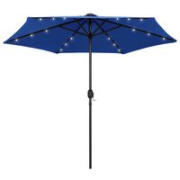 vidaXL Guarda-sol com luzes LED e mastro alumínio 270 cm azul-ciano