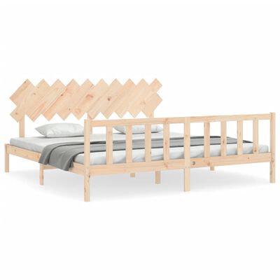 vidaXL Estrutura de cama com cabeceira 200x200 cm madeira maciça