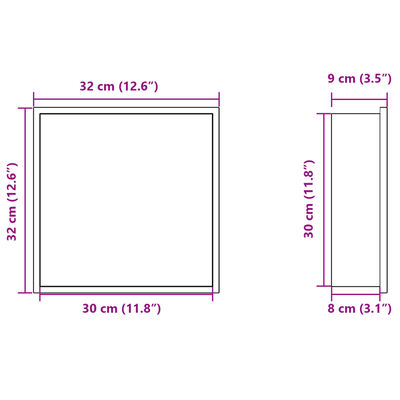 vidaXL Nicho parede p/ duche 32x32x9cm aço inoxidável dourado escovada