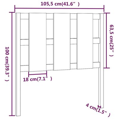 vidaXL Cabeceira de cama 105,5x4x100 cm pinho maciço