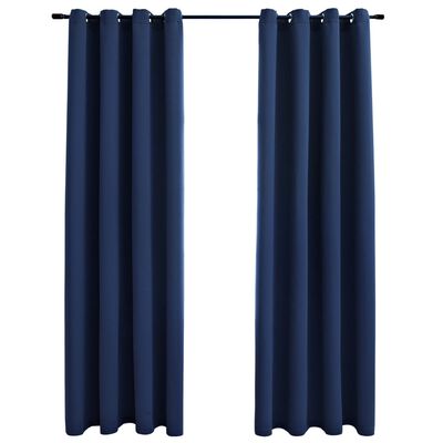 vidaXL Cortinas blackout com argolas em metal 2 pcs 140x175 cm azul