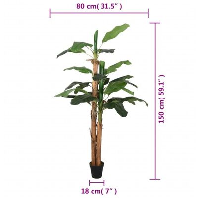 vidaXL Bananeira artificial 18 folhas 150 cm verde