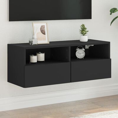 vidaXL Móvel de parede p/ TV 80x30x30 cm derivados de madeira preto