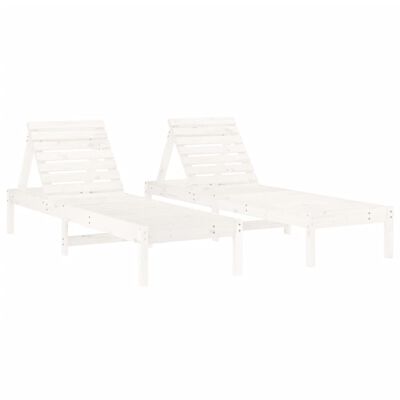 vidaXL Espreguiçadeiras 2 pcs 199,5x60x74 cm pinho maciço branco