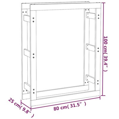 vidaXL Suporte para lenha 80x25x100 cm pinho maciço