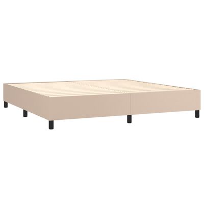 vidaXL Cama box spring c/colchão/LED 200x200cm couro artif. cappuccino