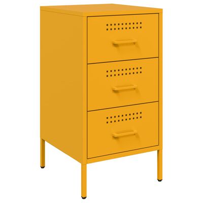 vidaXL Mesa de cabeceira 36x39x68 cm aço amarelo mostarda