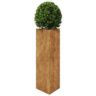 vidaXL Vaso/floreira de jardim triangular 30x26x75 cm aço corten