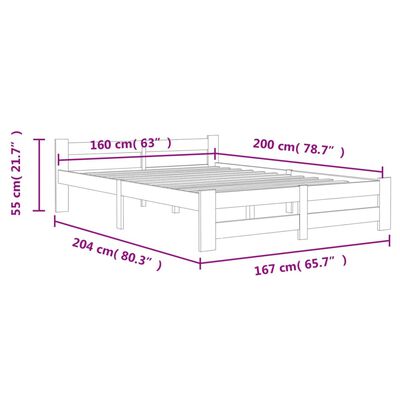 vidaXL Estrutura de cama 160x200 cm pinho maciço branco