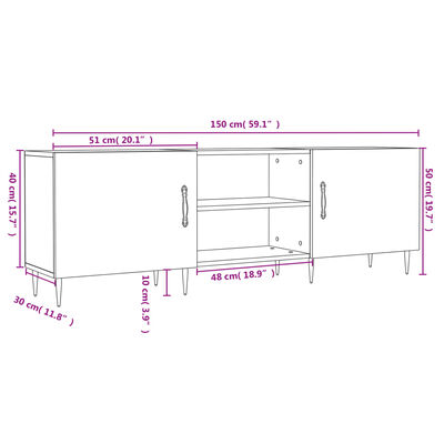 vidaXL Móvel de TV 150x30x50 cm derivados de madeira carvalho sonoma