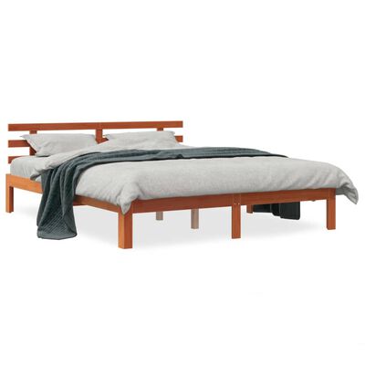 vidaXL Cama sem colchão 160x200 cm madeira pinho maciço castanho-mel