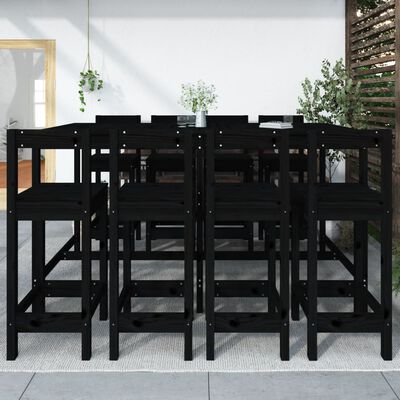 vidaXL 9 pcs conjunto de bar para jardim pinho maciço preto