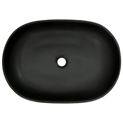 vidaXL Lavatório de bancada oval 59x40x14 cm cerâmica cinza e preto