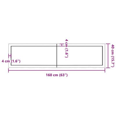 vidaXL Tampo de mesa 160x40x(2-4) cm carvalho maciço não tratado