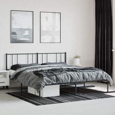 vidaXL Estrutura de cama em metal com cabeceira 180x200 cm preto