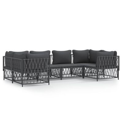 vidaXL 6 pcs conjunto lounge de jardim com almofadões aço antracite