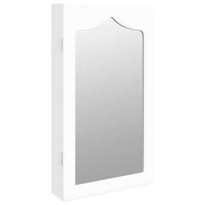 vidaXL Móvel para joias de parede espelhado 37,5x10x67 cm branco