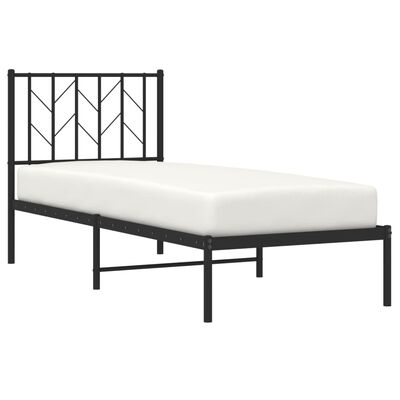 vidaXL Estrutura de cama metal s/ colchão c/ cabeceira 75x190 cm preto