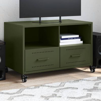 vidaXL Móvel de TV 68x39x43,5 cm aço verde azeitona