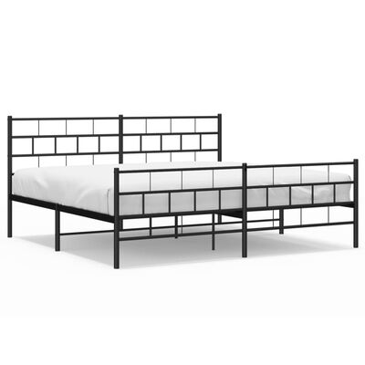 vidaXL Estrutura de cama com cabeceira e pés 183x213 cm metal preto