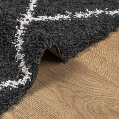 vidaXL Tapete shaggy de pelo alto PAMPLONA 160x160 cm preto e creme