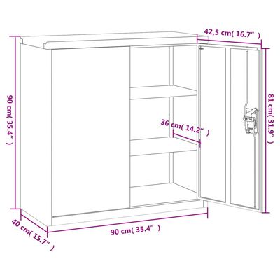 vidaXL Arquivador 90x40x90 cm aço antracite