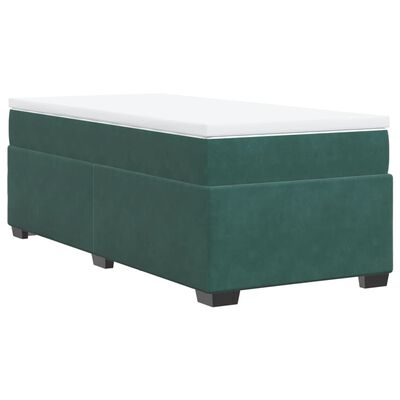 vidaXL Cama com molas/colchão 90x190 cm veludo verde-escuro