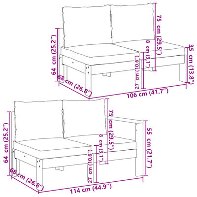 vidaXL 5 pcs conjunto de sofás de jardim com almofadões acácia maciça