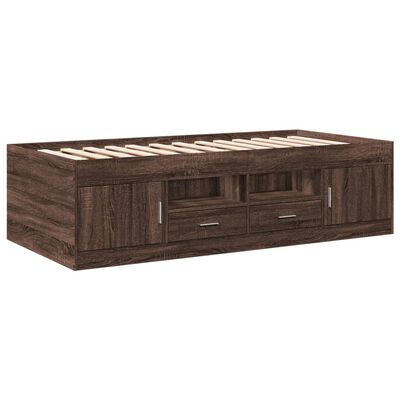 vidaXL Sofá-cama com gavetas sem colchão 75x190 cm carvalho castanho