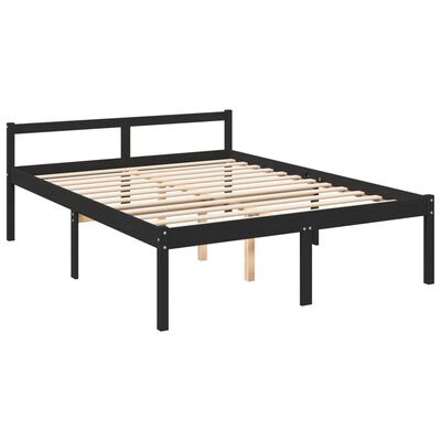 vidaXL Cama para idosos king size 150x200 cm pinho maciço preto