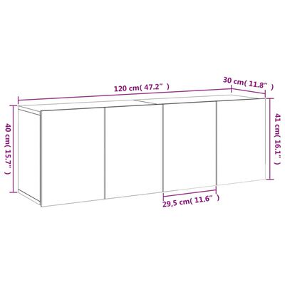 vidaXL Móveis de parede para TV 2 pcs 60x30x41 cm cinzento cimento