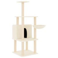 vidaXL Árvore p/ gatos c/ postes arranhadores sisal 132 cm cor creme