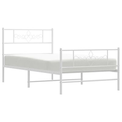 vidaXL Estrutura de cama com cabeceira e pés 90x190 cm metal branco