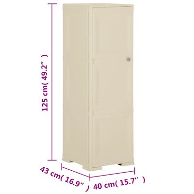 vidaXL Armário de plástico 40x43x125 cm design de madeira branco nata