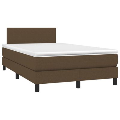 vidaXL Cama box spring c/ colchão/LED 120x200cm tecido castanho-escuro