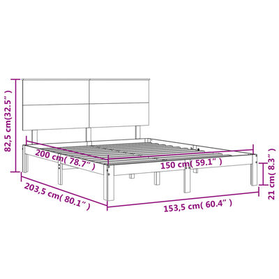 vidaXL Estrutura de cama King Size com cabeceira madeira maciça branco