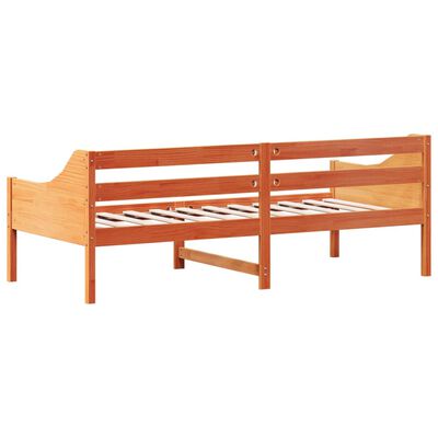 vidaXL Sofá-cama 100x200 cm madeira de pinho maciça castanho cera