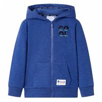 Sweatshirt para criança com capuz e fecho azul-escuro mesclado 92